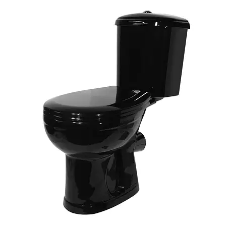 Унитаз-компакт Оскольская керамика Дора горизонтальный выпуск, однорежимная арматура, сиденье полипропилен, черный (47301130006)