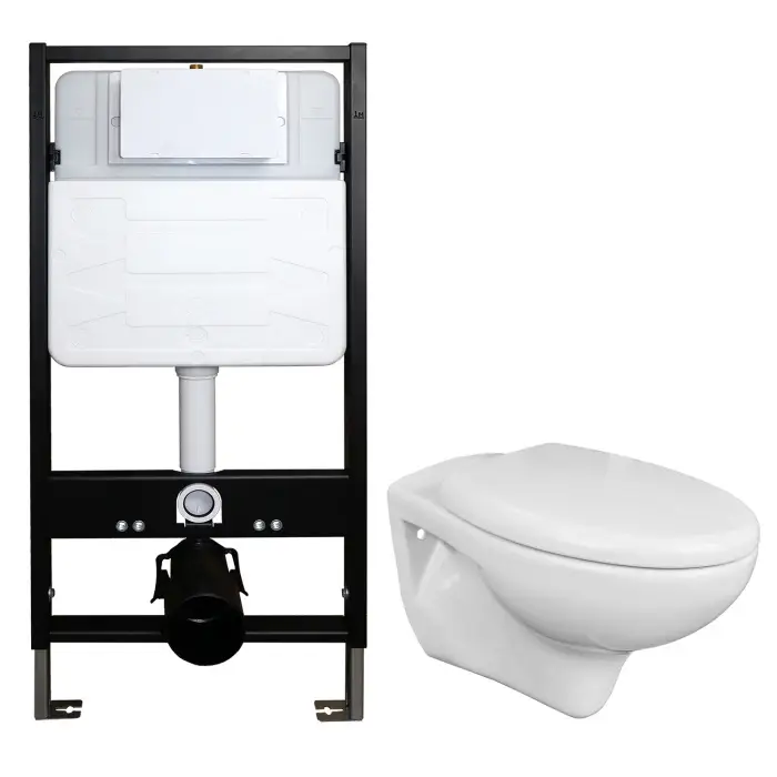 Сет: Инсталляция для подвесного унитаза AZARIO FORTE + Унитаз подвесной Azario STELLA ободковый, с быстросъемным сидением микролифт (AZ-100-100F+AZ-VT005+AZ-VT005sc)