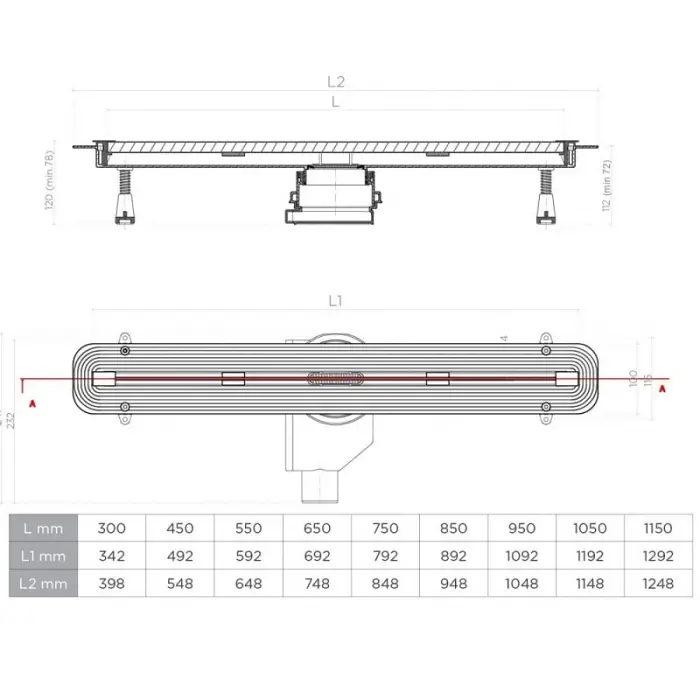 Душевой лоток Pestan Confluo Slim Line 550+ (13100026)