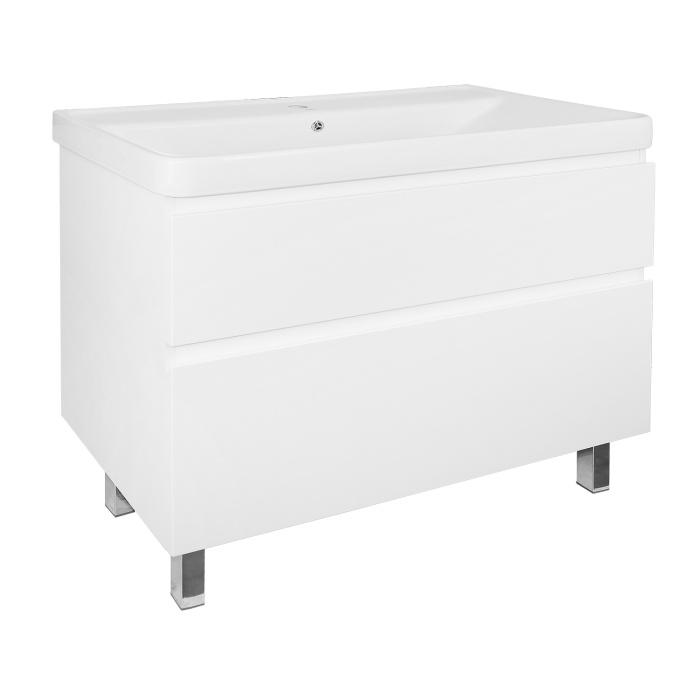Комплект Тумба Azario Мила 100 Н 1000х470х860 напольная, с раковиной Monte 100, белый (CS00089954)