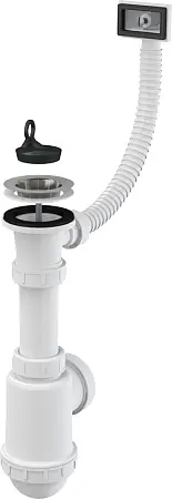 Сифон для мойки Alcadrain с нержавеющей решеткой DN70 и гофропереливом (A444-DN50/40)