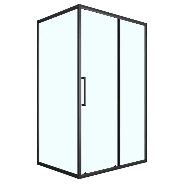 Душевое ограждение Loranto 120x90x190 раздвижная дверь, универсальная, прозрачное стекло 6 мм, профиль черный матовый (CS-AB02B-129)
