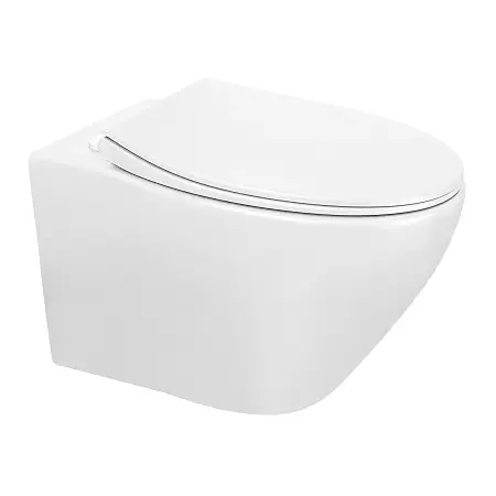 Унитаз подвесной Azario Keras 370х520х360 безободковый, с быстросъемным сиденьем микролифт, белый глянцевый (AZ-99046W)