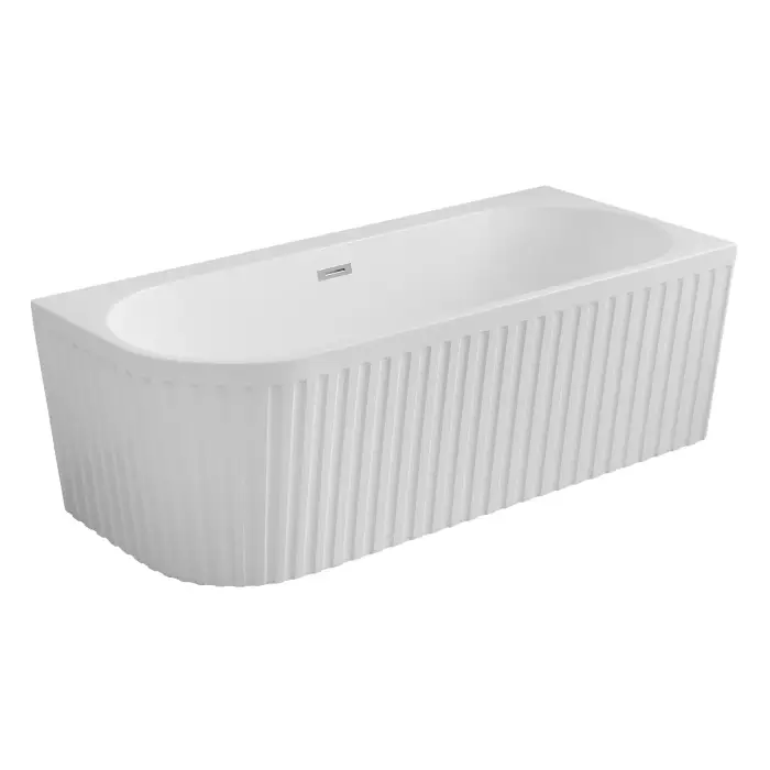 Ванна акриловая Azario LAGO GARDA 1500х750х580 пристенная, рифленая, правосторонняя,  в комплекте с сифоном и металлической рамой (AZ-6724-A2 R 15075)