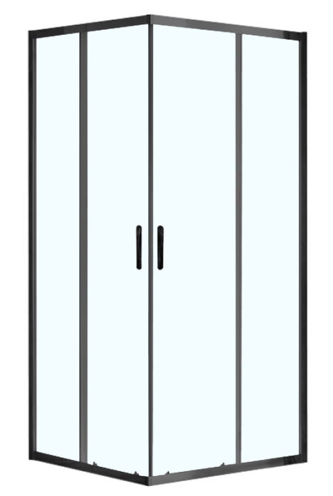 Душевое ограждение AZARIO 1000х1000х2000, БЕЗ ПОДДОНА, прозрачное стекло 6 мм, цвет профиля черный (AZ-ND1142 1000 Black)
