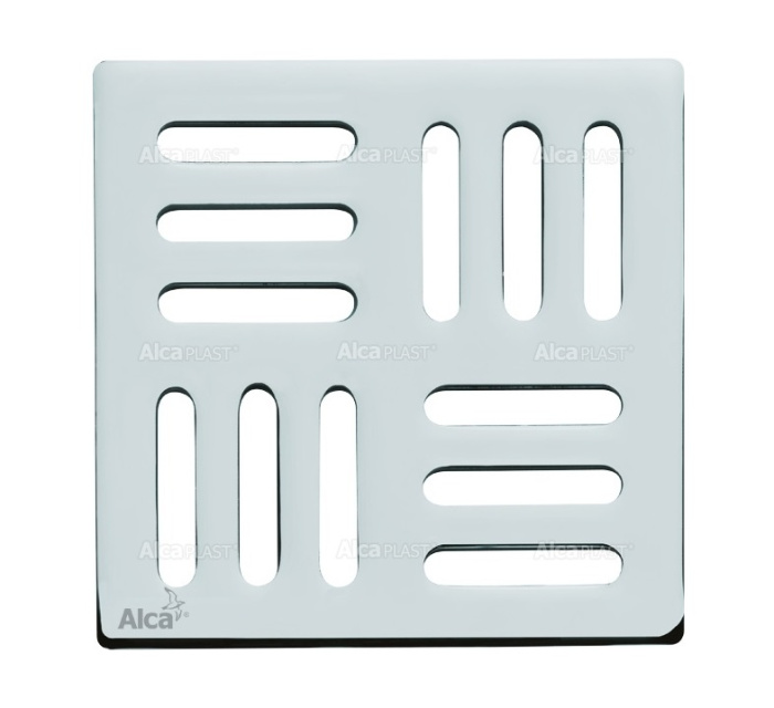 Дизайновая решетка Alca plast 102×102×5, хром (MPV001)
