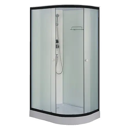 Душевая кабина Loranto 1180х780х2080 левосторонняя, белое заднее стекло, поддон 14 см, матовое стекло 4 мм, профиль черный (CS-876EBTM/W-120)