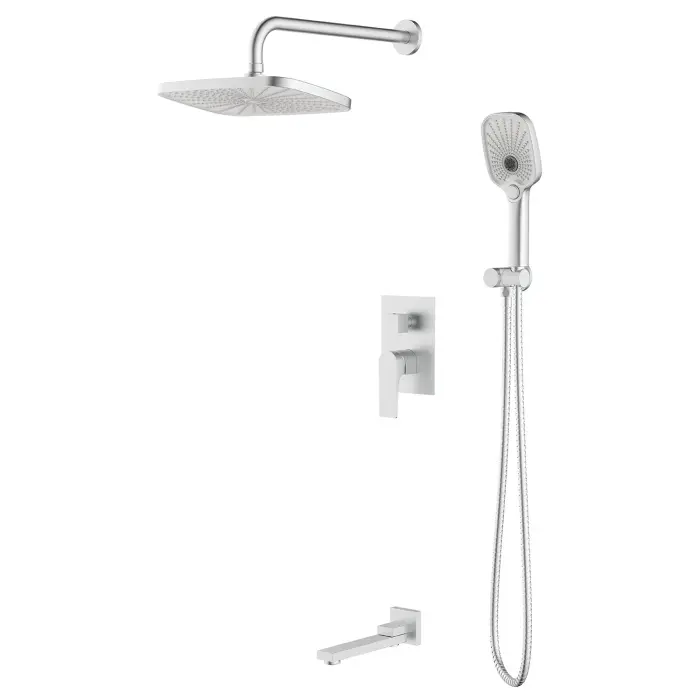 Душевая система Azario Arida скрытый монтаж, с изливом, керамический картридж, шланг 150 см, сатин (AZ-K7354BN)