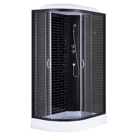 Душевая кабина Loranto 120х80х215 правосторонняя, поддон 13см, черный кирпичный узор, прозрачное стекло 4мм, профиль черный (CS6612013RGB120)