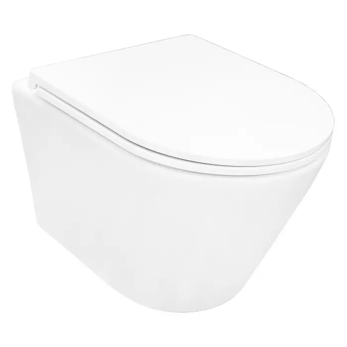 Унитаз подвесной Azario VELA 360х480х360 безободковый, система смыва "Торнадо", с быстросъемным сиденьем микролифт (AZ-2480)