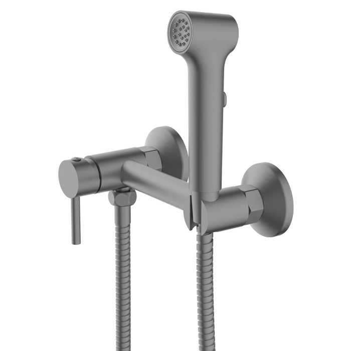 Гигиенический душ Azario Dies со смесителем, керамический картридж, шланг 150 см, графит (AZ-KFX04GR)
