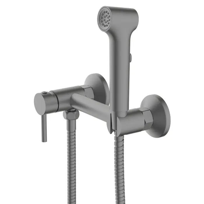 Гигиенический душ Azario Dies со смесителем, керамический картридж, шланг 150 см, графит (AZ-KFX04GR)