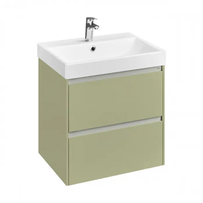 Комплект: Тумба под раковину Roca Ona Olive 600 подвесная, 2 ящика + раковина ONA 60х46, оливковый матовый (Z.RU93.1.045.5)