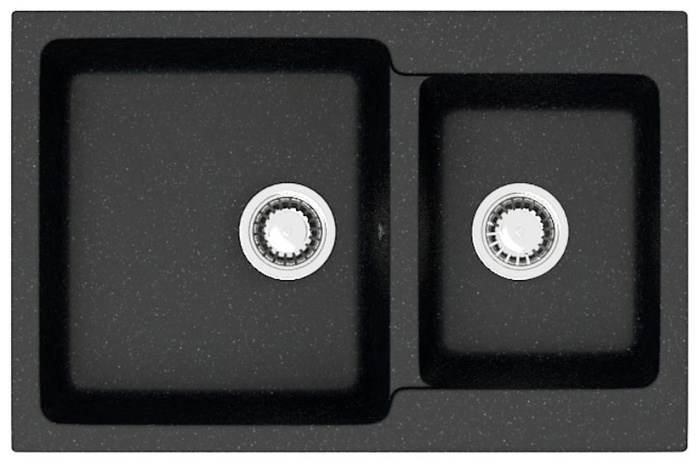 Кухонная мойка AZARIO Grand 765х500х190 двойная, искусственный мрамор, цвет Черный (CS00079903)