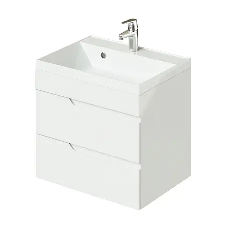 Комплект тумба Итана Sky 60 600х450х560 подвесная, с раковиной Clarissa 60, белый глянец (CS00092793)