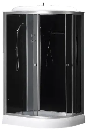 Душевая кабина LORANTO 120х80х215 с низким поддоном 13 см, черное закаленное стекло 4 мм, профиль хром (CS-66121L G 120)