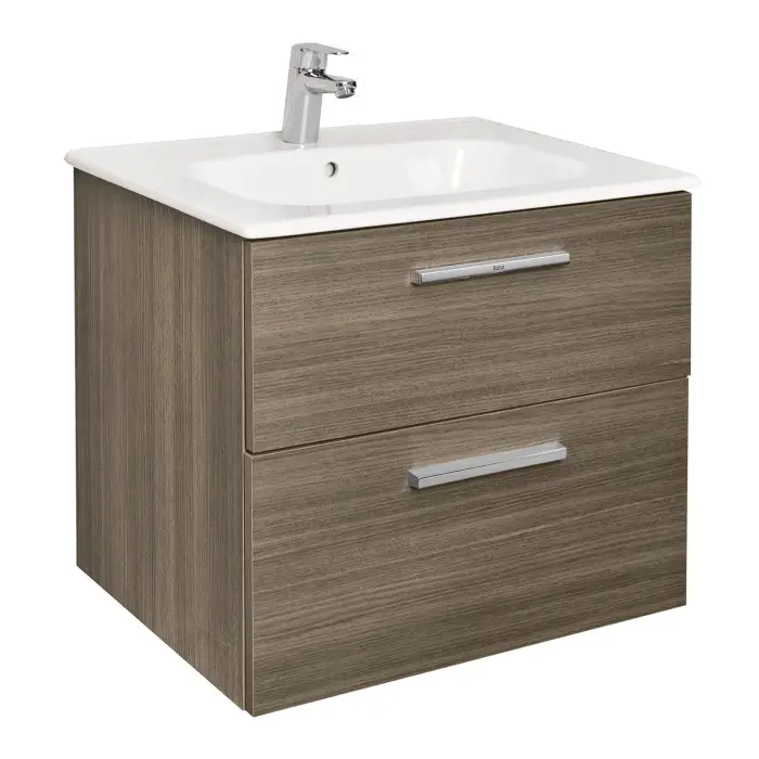 Тумба под раковину Roca THE GAP 600 мм, подвесная, 2 ящика, городской дуб (A857468402)